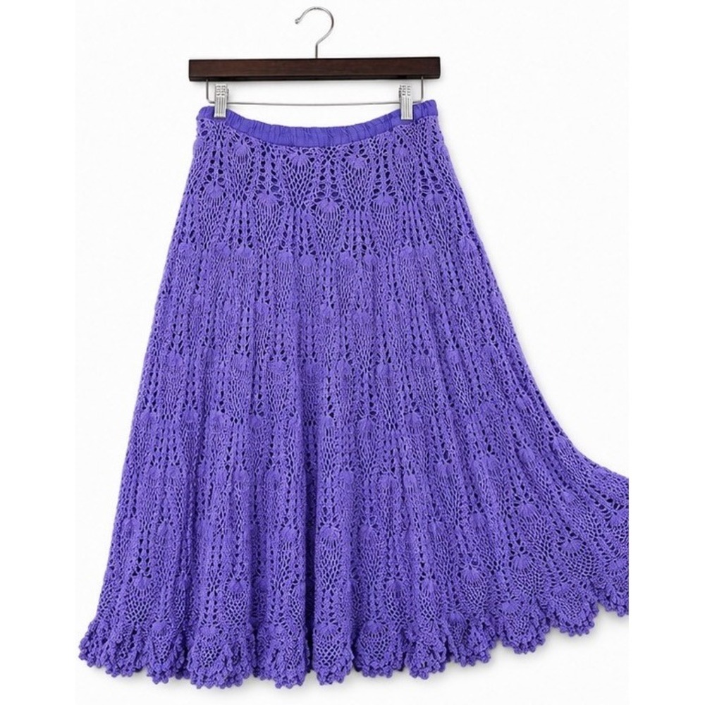 Brownstone Studio New York Purple Crochet Maxi Skirt Boho Festival Cottagcore XL - Picture 4 of 7